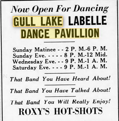 Gull Lake Dance Pavillion - July 1944 Ad (newer photo)